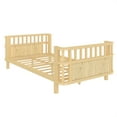 thumbnail image 6 of Miniyam Kids Twin Fence Bed with Safety Rails, Low Profile Platform Bed for Children, Sturdy Slatted Support, Natural, 6 of 7