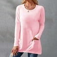 thumbnail image 2 of Patlollav Womens Plus Size Long Sleeve T-Shirt Autumn Solid Loose Pockets Tops, 2 of 6