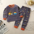 thumbnail image 2 of Boys Pajamas Set Little Boys Girls Pajamas Dinosaur Animals 2 Piece Train Toddler Kids Cartoon Sleepwear Fall Clothes Set 2 Piece Fall Pajama Outfits Brown,2-3 Years, 2 of 3