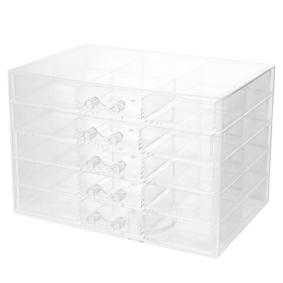 AURARMLET Clear Acrylic Jewelry Organizer Box with 5 Layers Drawers for Storage Use