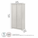 Bush Furniture Cabot Tall Storage Cabinet - 2-Door Accent Cabinet With Adjustable Shelves In Linen White Oak (30W X 16D X 61H)