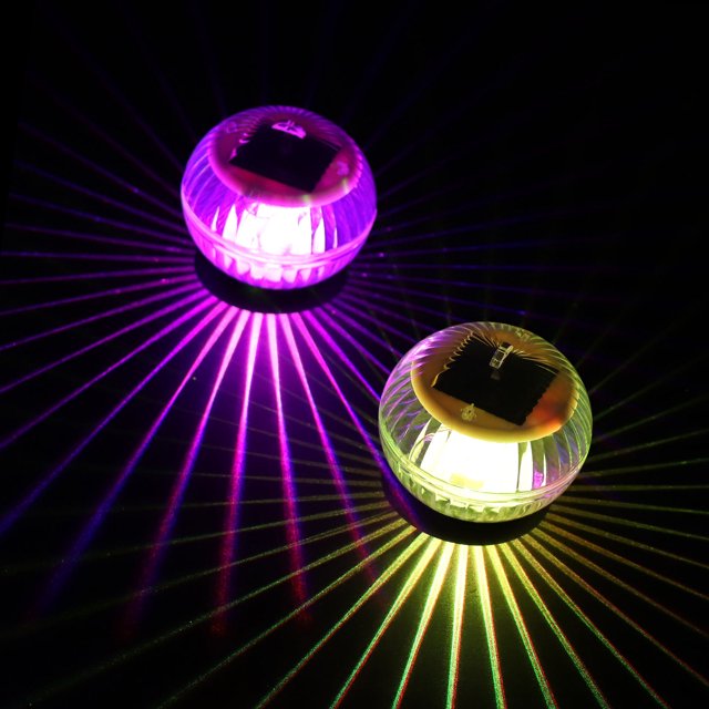HORIALENCE Pool Floating Lights Solar Floating Lights Purple Waterproof Pool Light Balls 2pcs