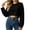 Black, variant on Womens Cropped Sweatshirt Oversized Crewneck Boxy Crop Pullover Casual Athleisure Top Army Green,S