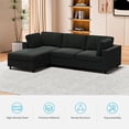 thumbnail image 4 of Mjkone 106" L Shaped Couch, Velvet Sectional Sofa with Chaise, Oversized Couches and Sofas for Living Room (Dark Grey-Left), 4 of 5