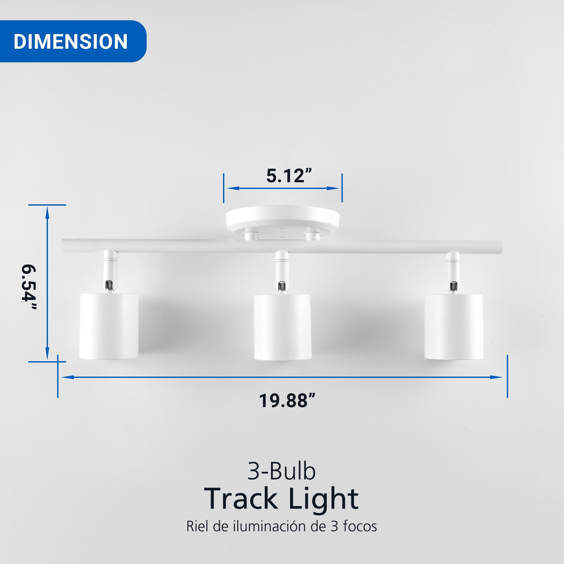 Mainstays 20" Contemporary 3-Light White Round Back Linear Track Lighting Set