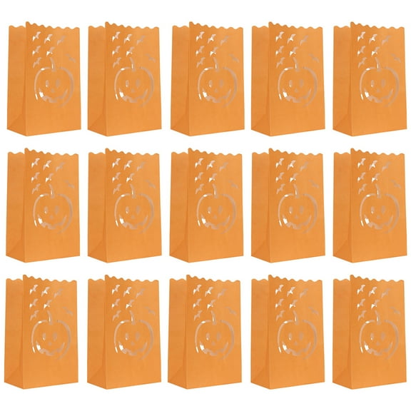 TABLZONE Orange Candle Bags with Carved Design for Romantic Lighting, 20 Pieces, Decorative and