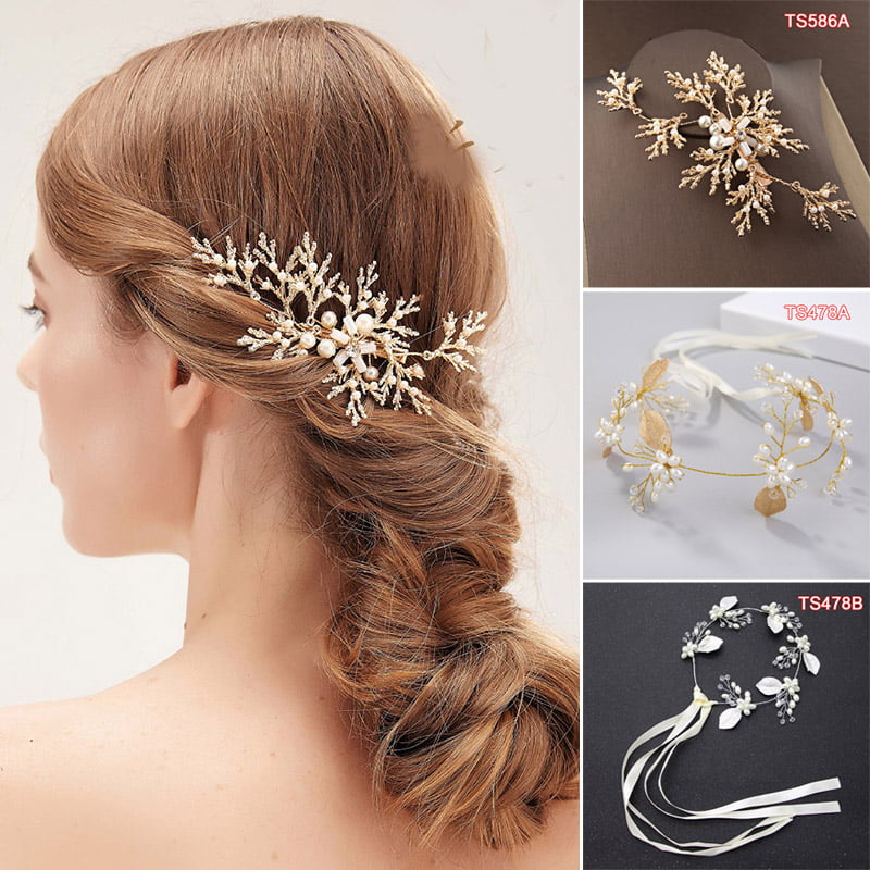 Rhinestone Pearl Headband Bridal Wedding Party Handmade Hair Accessories Cute