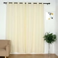 thumbnail image 2 of Efavormart Pack of 2 52"x96" Ivory Faux Linen Curtains, Semi Sheer Curtain Panels with Chrome Grommet for Living Room Home Decor Window Privacy Linen Textured Drapes, 2 of 5