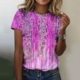 thumbnail image 2 of Patlollav Women Tees Under $10, Womens Summer Tops Regular Casual Short Sleeve Flower Print Round Neck Pullover Blouse, 2 of 6