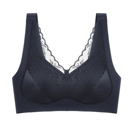 OJSFQUFP Bra for Deep Plunge Dress Black Ladies No Steel Ring Bra Latex Underwear Thin Breathable Push Up Sports Sleep Bra Soft Bra for Daily Life XL