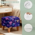 thumbnail image 7 of SCRAWLGOD Shining Jellyfish Print Violet Footstool Cover, Removable Square Slipcover with Elastic Bottom Breathable Foot Stool Protection Universal Fit for Most Footrest Sofa, 7 of 7