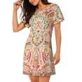 thumbnail image 2 of Disketp Indian Paisley 1 para Camisón Corto de Manga Corta para Mujeres, Camisón Cómodo con Escote Redondo, Bonito y Confortable, 2 of 6