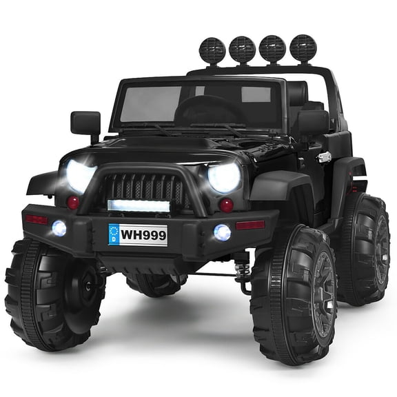 Costway 12V Kids Ride On Truck RC Car w/ LED Lights Music Trunk Black