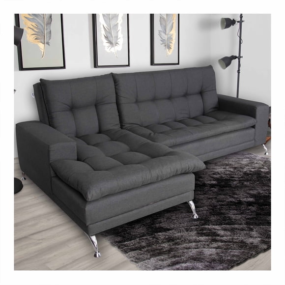 Sofá Cama M & E MUEBLES Carmen Modular Gris Oxford de Lino Izquierda