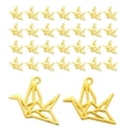 thumbnail image 2 of 30 piezas de dijes de grulla de origami, dijes de grullas de papel, 23x29 mm, colgantes 3D para pulseras, llaveros, decoraciones hechas a mano Oro, 2 of 4