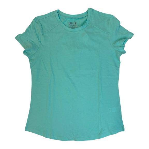Seven7 Women's Cotton Crew Neck Short Sleeve T-Shirt (Riviera, L)