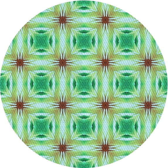 Ahgly Company Machine Washable Indoor Square Transitional Green Area Rugs, 3' Square