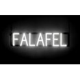 thumbnail image 1 of SpellBrite FALAFEL LED Sign for Business. 26.3" x 6.3" White FALAFEL Sign Has Neon Sign Look With Energy Efficient LED Light Source. Visible from 500+ Feet, 8 Animation Settings., 1 of 4