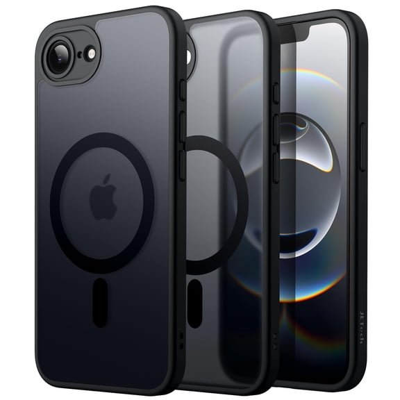 JETech Magnetic Case for iPhone 16e 6.1-Inch Compatible with MagSafe, Translucent Matte Back Slim Minimalist Shockproof Phone Cover (Black)