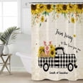 thumbnail image 4 of Shower Curtains Sets for Bathroom Decor Farm Pig Black Plaid Trucks Waterproof Bathroom Curtain with Hooks, Vintage Leaves Sunflower for Bathroom Decor,36x72IN, 4 of 7