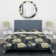 thumbnail image 3 of Designart "Urban Elegance In Ivory And Blue I" Floral Bedding Covert Set - Cottage Bed Set With 1 Sham, 3 of 5
