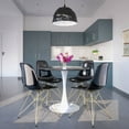 thumbnail image 2 of LeisureMod 5-Piece Dining Set 35" Round Table with MDF Tabletop and White Iron Base 4 ABS Plastic Side Chair with Gold Legs for Modern Home, Kitchen Bristol Collection in Transparent Black, 2 of 11