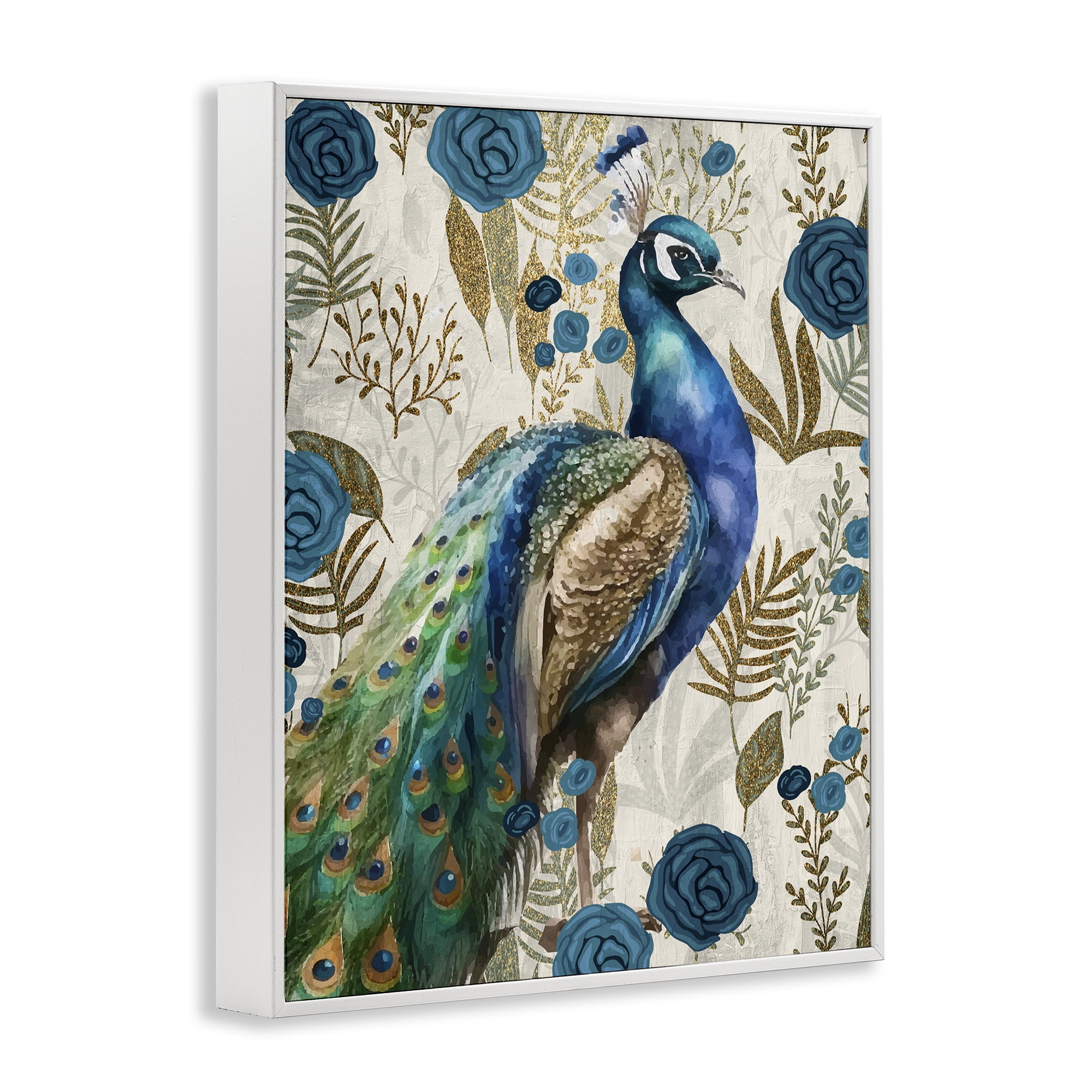 Stupell Industries Peacock Pride Botanicals White Framed Giclee Art, design by Kim Allen