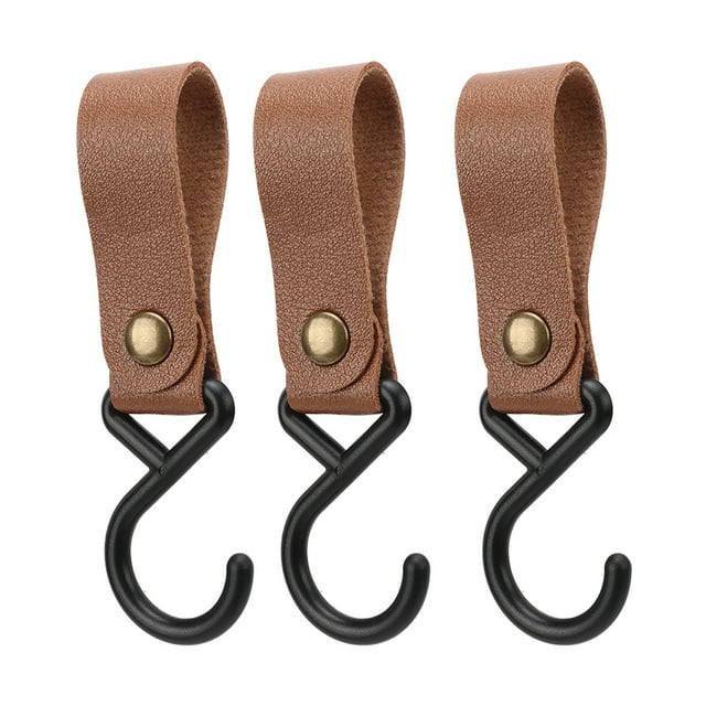 Perchas de cuero en forma de S Jadeshay 15 piezas ganchos de cuero para estantes