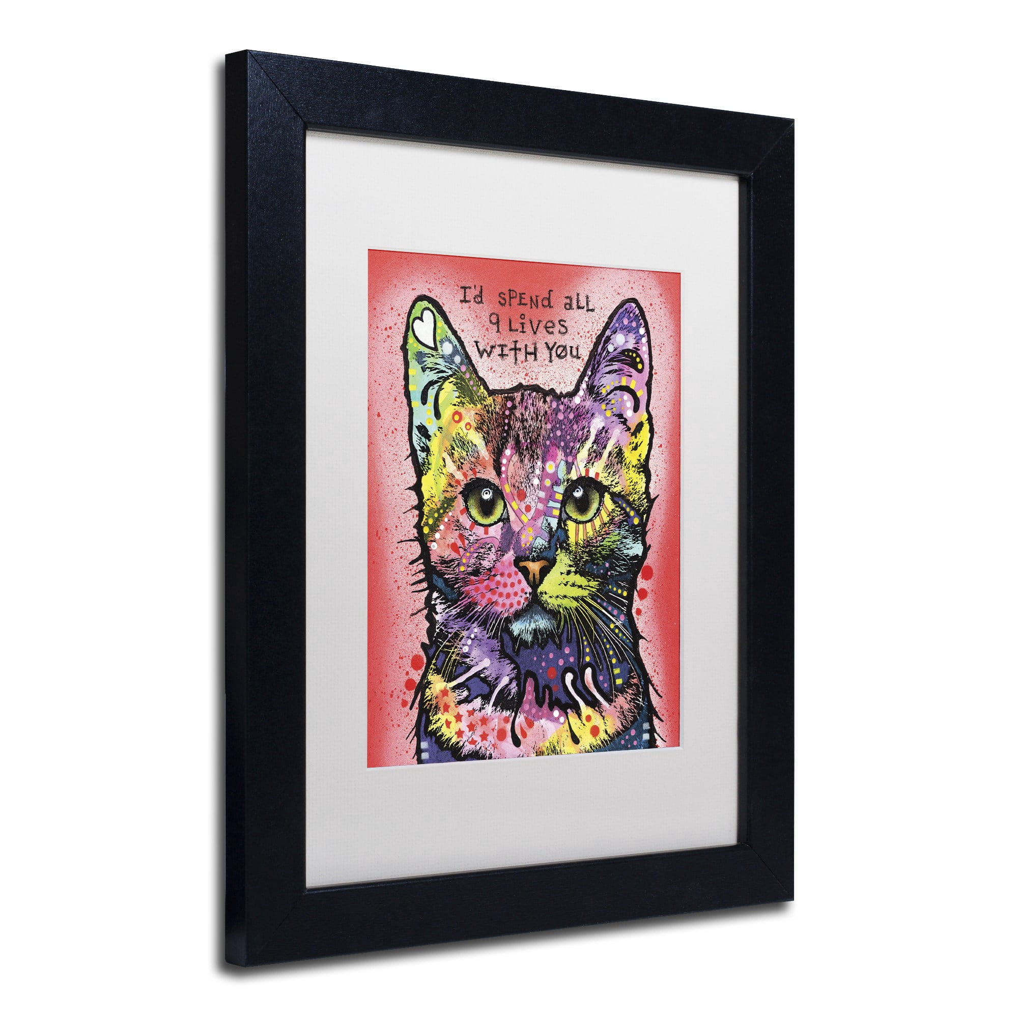 Trademark Fine Art '9 Lives' Canvas Art by Dean Russo, White Matte, Black Frame
