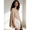 thumbnail image 4 of LMLYSoH Women's Summer Knit Poncho Solid Color Boat Neck Loose Fit Draped Bat Sleeve Pullover Trendy Tops Streetwear, 4 of 9
