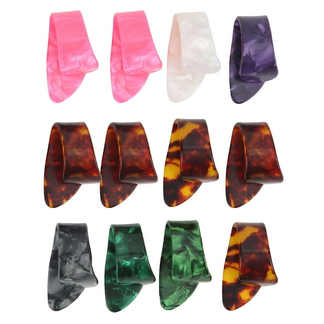 12 Pcs Pics pour Doigts Pièces de Guitare Générale Celluloïd Pouce Boîte de Rangement Accessoires d'Instruments