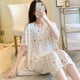 thumbnail image 2 of Pijama de seda de algodón de manga corta de verano para mujer, estilo occidental, fino, con aire acondicionado, ropa de casa, traje de seda de algodón para estudiantes dulces para niñas, 2 of 6