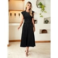 thumbnail image 4 of Vestido Simplee a rayas Midi Summer A Line negro para mujer, 4 of 6