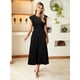 thumbnail image 4 of Vestido Simplee a rayas Midi Summer A Line negro para mujer, 4 of 6