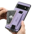 thumbnail image 6 of for Google Pixel 6 Pro PU Leather Card Slots Back Case, Classic Wristband Kickstand Finger Ring Shockproof Protective TPU Frame Phone Case for Google Pixel 6 Pro Women Men Boys Girls, Purple, 6 of 6