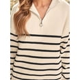 thumbnail image 5 of Women's Quarter Zip Striped Oversized Sweater Mock Turtleneck Pullover Fall Fashion Outfit Winter Trendy Clothes, 5 of 6