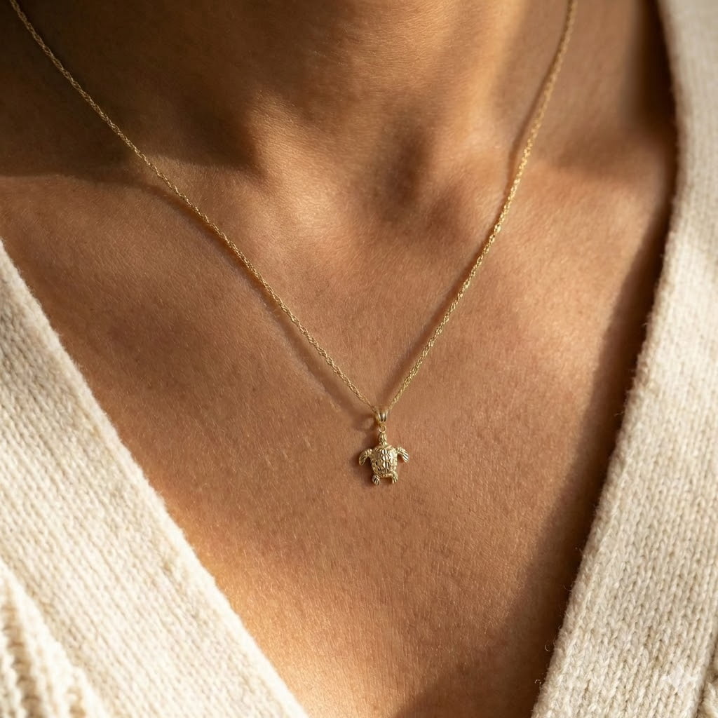 Charm America - Gold Mini Turtle Charm - 10 Karat Solid Gold - Great Gift For Animal Lovers, Turtle Lovers, Birthdays and More!