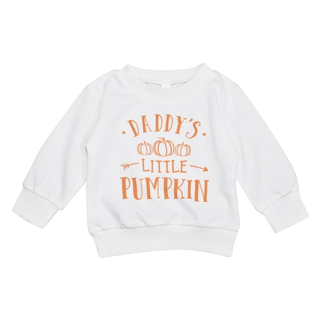 MEZZALL Ensemble pour Nouveau-Nés Enfants Bébé Garçons Filles Chandail Citrouille Col Rond Chandail à Enfiler Chandail Manches Longues Chemise Automne Tricot Confortable Tenue Quotidienne, Blanc, 0-6 Mois