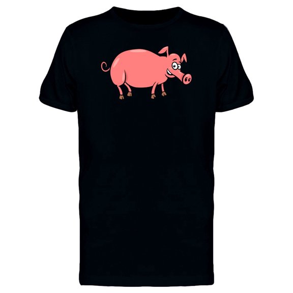 Cool Pink Happy Pig Cartoon Tee Men's -Image by Shutterstock