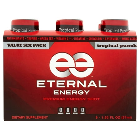 Eternal Energy Premium Energy Shot, Tropical Punch, 1.93 Fl Oz, 6 Ct