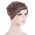 thumbnail image 4 of Women's Soft Floral Turban Head Wrap, Stretchy Breathable Lightweight Slouchy Beanie Hat, Daily Outdoor Headwear Camel One Size, 4 of 4
