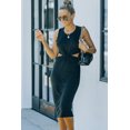 thumbnail image 2 of ABPHQTO Vestido midi sin mangas con abertura delantera torcida negra para mujer, 2 of 5