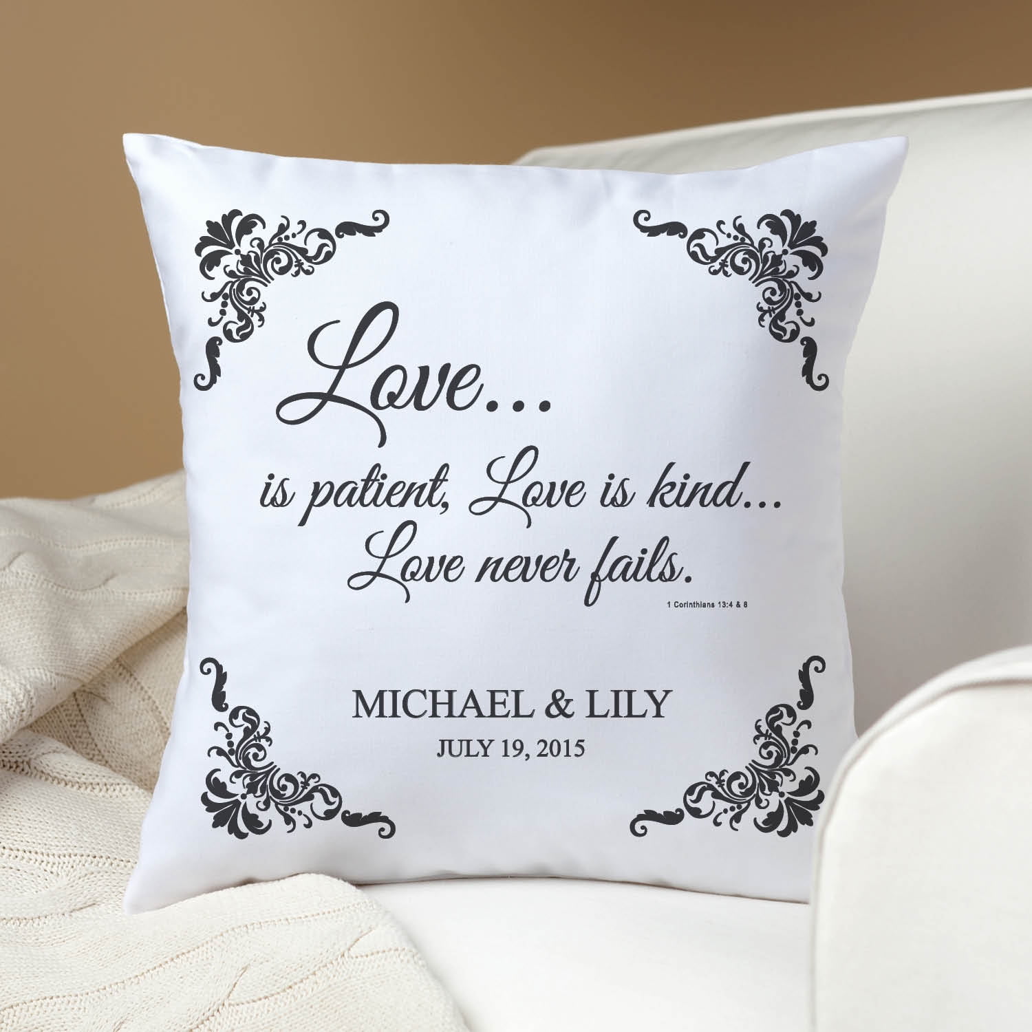 Personalized Throw Pillow Love Is Patient