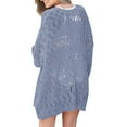 thumbnail image 4 of Dellytop Womens Crochet Boho Solid Color Open Front Cardigan Sweater Blue L, 4 of 5