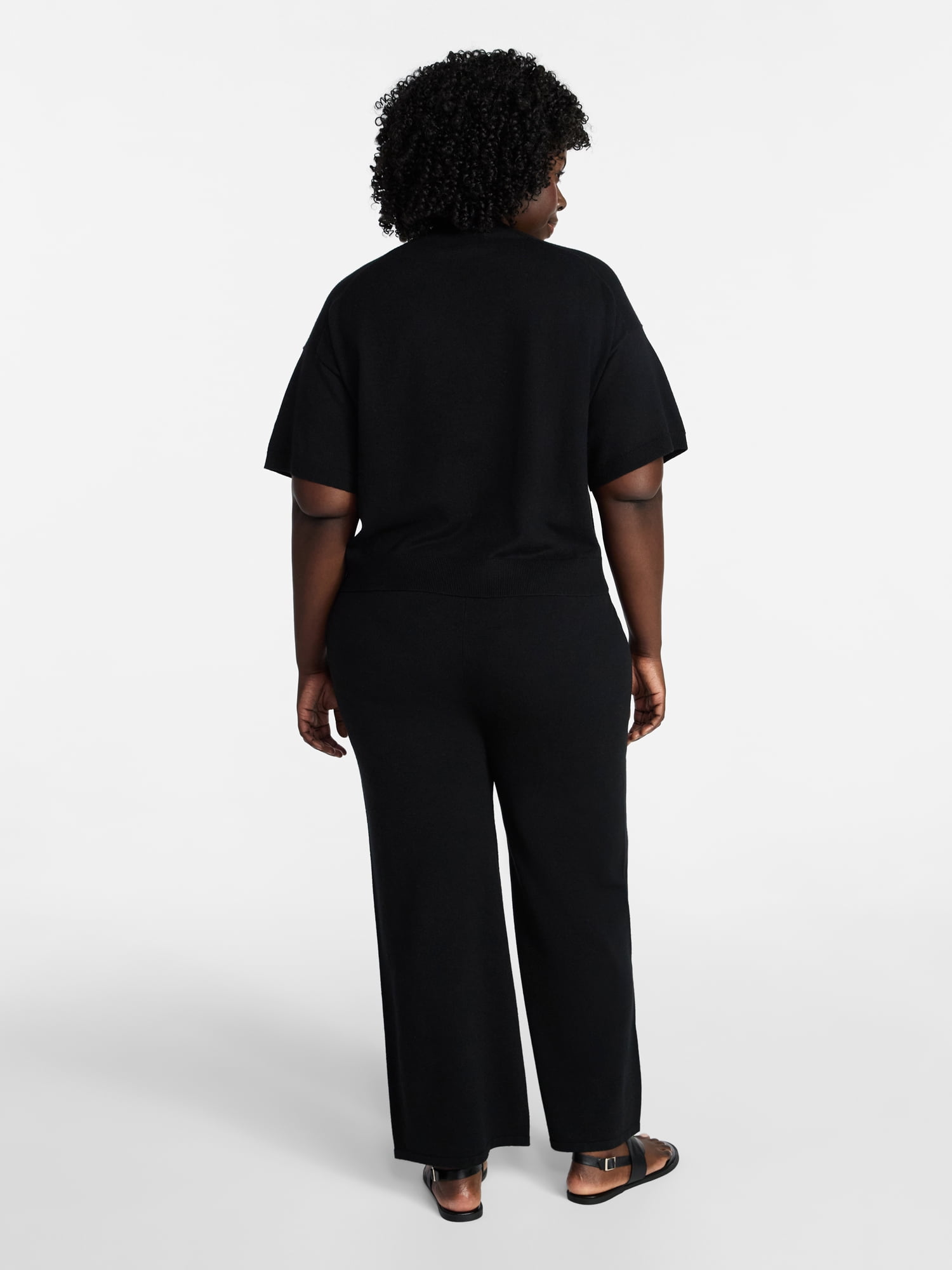 Terra & Sky Women's Plus Size Short Sleeve Sweater and Pants Set, 2-Piece, Sizes 0X-5X