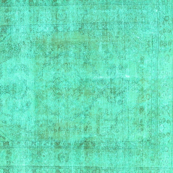 Ahgly Company Machine Washable Indoor Square Persian Turquoise Blue Traditional Area Rugs, 8' Square