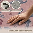 thumbnail image 6 of ODIKA 4'x6' Dusty Rose Lotus Botanical Washable Area Rug Flying Birds Water Lilies Floral Motifs Decorative Geometric Border Pet Friendly, Non-Shedding for Bedroom, Reading Nook, 6 of 7