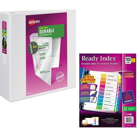 Index Rings - Avery Durable Vinyl Slant D Ring View Binder, 3