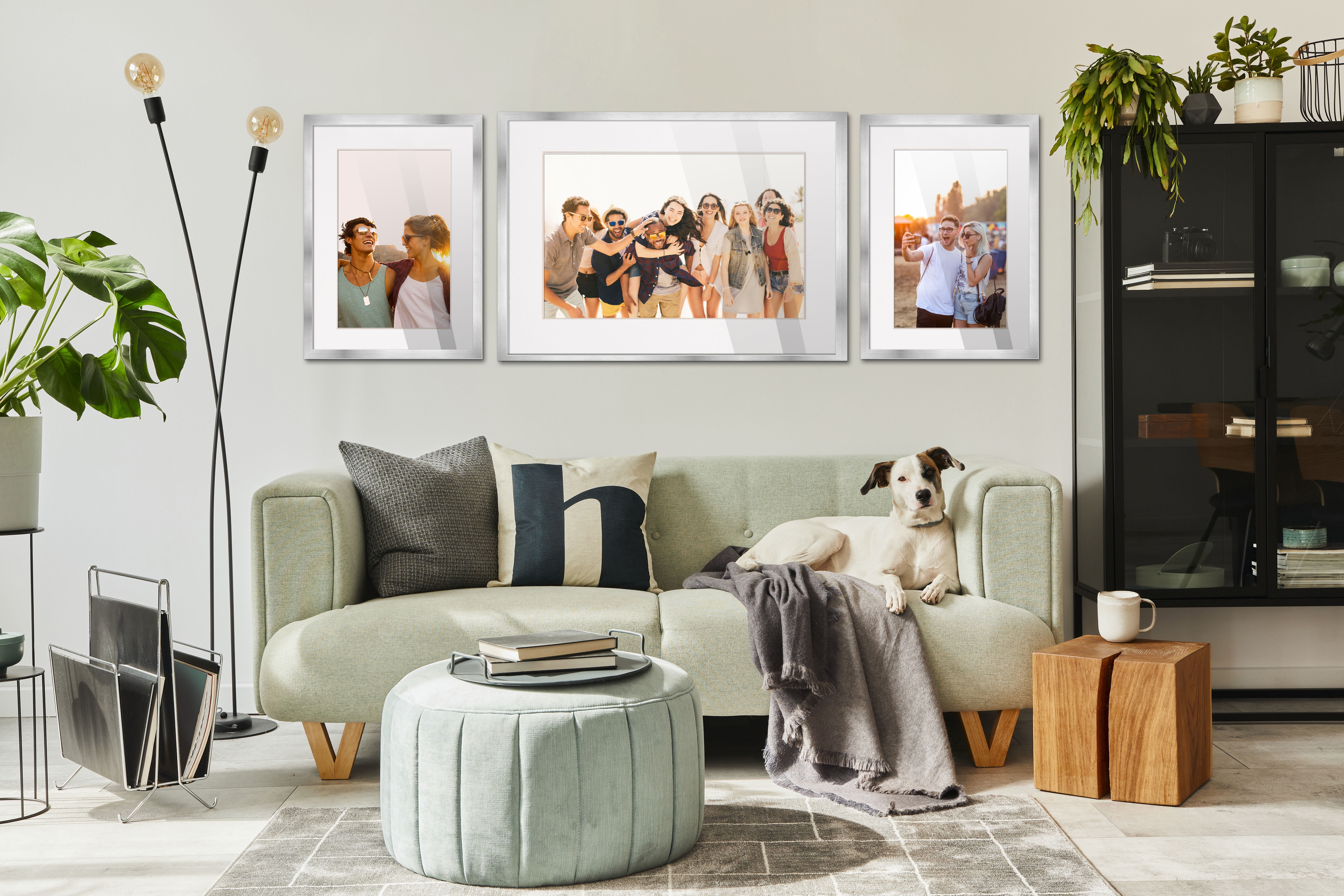 14x17 Silver Picture Frame with 11.5x14.5 White Mat Opening for 12x15 Image, 0.75 Inch Border, UV