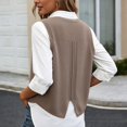 thumbnail image 5 of Unir Womens Vests Casual Solid Cable Knit Crew Neck Cropped Split Hem Polyester Sleeveless Sweater Vest Daily Basic Waistcoat S-XXL Cozy Wear 1Pc, 5 of 7
